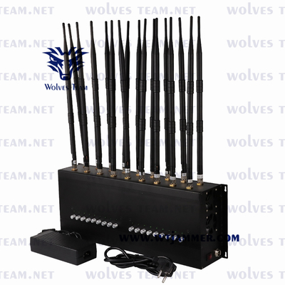 En interiores con 18 antenas de escritorio GSM 3G 4G 5G teléfono móvil jammer localizador control remoto RF señal jammer 100 metros