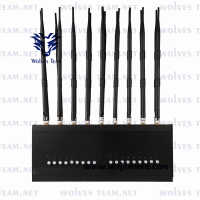En interiores con 18 antenas de escritorio GSM 3G 4G 5G teléfono móvil jammer localizador control remoto RF señal jammer 100 metros