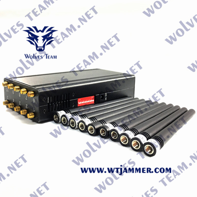 Portable 16 Antena RF Jammer de señal teléfono móvil celular 2G 3G 4G 5G WIFI GPS Bloqueador 20 metros