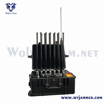 comprar 20C a 60C Rango de operación anti-drone jammer con control remoto inalámbrico y Omni antena para la neutralización de drones online manufacture