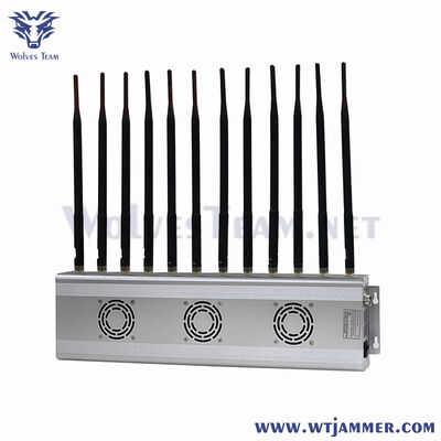 comprar 8 antenas con bloqueador de señal de alta potencia, bloqueador de GPS WiFi 2G / 3G / 4G / 5G para escritorio con ventiladores de doble enfriamiento Fabricación en línea
