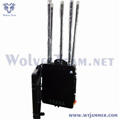 comprar Bloqueador antidrones de 5 canales de implementación rápida, bloqueador de RF omnidireccional con ruedas para seguridad de convoyes y eventos temporales Fabricación en línea