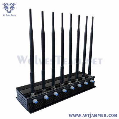 comprar Bloqueador de señal de potencia ajustable de 8 canales, bloqueador de RF de escritorio portátil para teléfono celular WiFi GPS antiespías Fabricación en línea