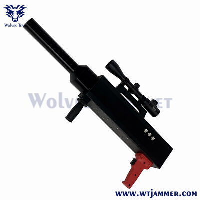 comprar Pistola bloqueadora antidrones de mano de 3 bandas de alta potencia - Bloqueador de señal UAV portátil con agarre y alcance rojos Fabricación en línea