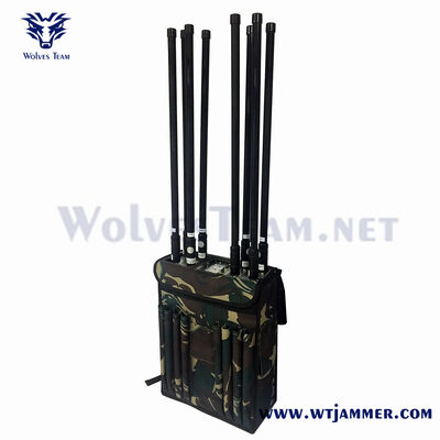 comprar Bloqueador de señal de mochila RF de alta potencia de 8 canales para GPS y WIFI y protección contra drones e IED Fabricación en línea