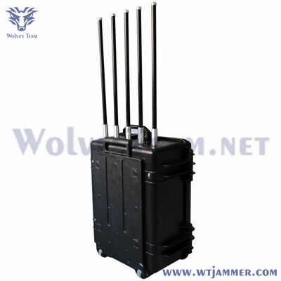comprar 12 bandas 100W maleta portátil RF jammer de señal para aplicación de seguridad de sitios móviles Fabricación en línea