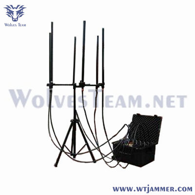 comprar Compacto 6 antenas 300W maletín jammer de señal para uso de seguridad temporal Fabricación en línea