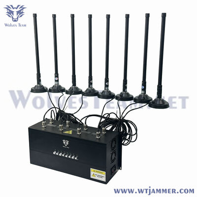 comprar Bloqueador de señales GPS / WiFi / Drone de escritorio de alta potencia de 12 bandas, 50-300m de cobertura para sitios de seguridad Fabricación en línea