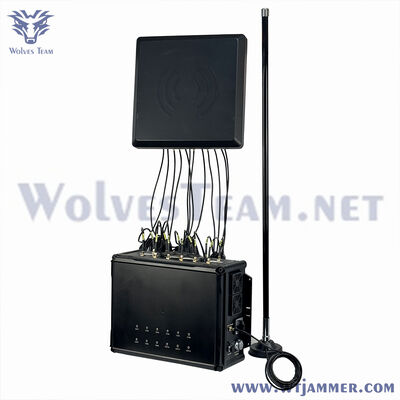 comprar 12 bandas tipo maleta anti-drone con antenas direccionales, alcance de protección de 1000m Fabricación en línea