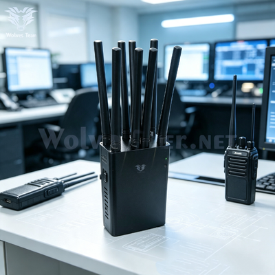 comprar Fuente de suministro directa de fábrica Walkie-Talkie portátil y interferente de señales de radio bidireccionales con antenas múltiples Fabricación en línea