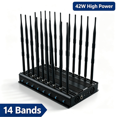 Comprar Jammer de escritorio de 42W y 14 bandas con antena omnidireccional para 4G LTE 5G WiFi GPS VHF UHF Lojack Fabricación en línea