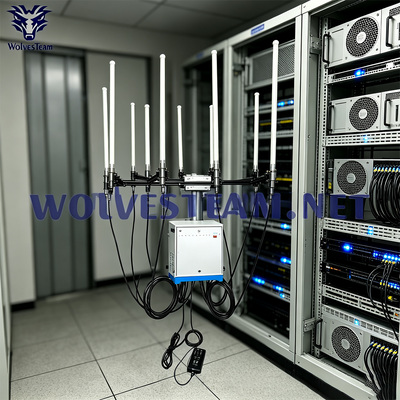 Comprar 400-800W de alta potencia bloqueador de señal a prueba de intemperie IP65 al aire libre 8 bandas 2G 3G 4G 5G WiFi VHF UHF 24/7 operación continua Fabricación en línea