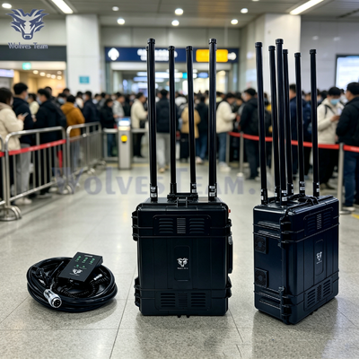 Comprar 600W de alta potencia de largo alcance de cobertura Trolley-Case combinado jammer canales personalizables para lugares temporales llenos Fabricación en línea