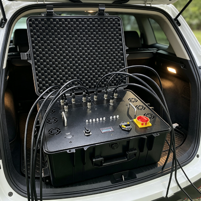 Comprar Jammer de señal portátil personalizable de alta potencia con batería recargable integrada y antenas Instalación temporal en el maletero del vehículo para lugares públicos concurridos Fabricación en línea