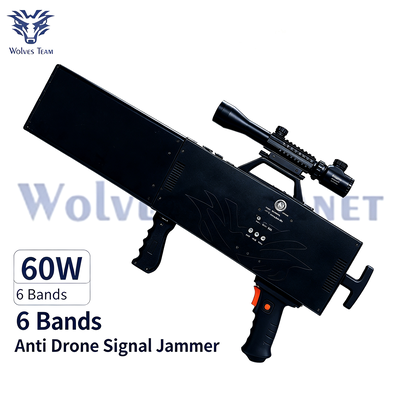 Comprar 60W 6-Band Portable Anti-Drone Signal Jammer para Disrupción de Comunicación de UAV Fabricación en línea
