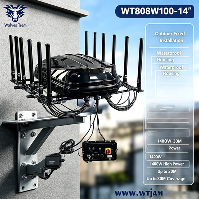 Comprar 1400W 14-band IP65 impermeable exterior inhibidor de señal inhibidor de RF para seguridad perimetral de prisiones Fabricación en línea