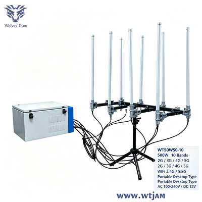 Comprar Jammer de señal portátil de 500W y 10 bandas para bloqueo de teléfonos celulares y WiFi Fabricación en línea