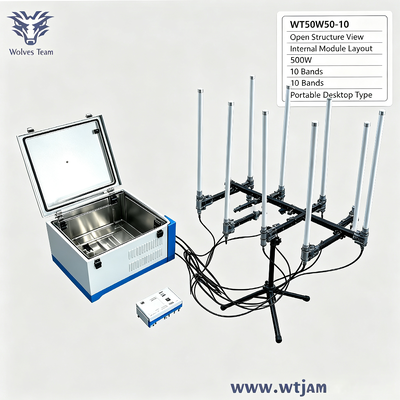 Comprar Interruptor de señal portátil ligero de 10 bandas de 500W para bloqueo WiFi 5G 4G 3G GSM DCS Fabricación en línea