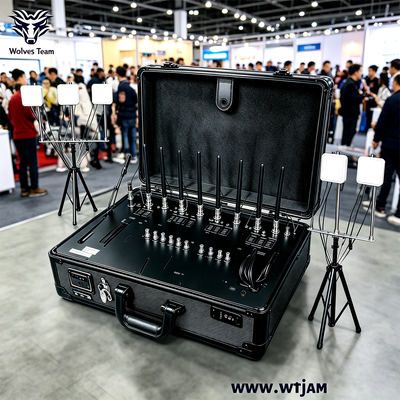 Comprar 100W 10-Band Jammer de Señal Portátil con Cobertura de 100M para Bloqueo 5G WiFi GPS Fabricación en línea