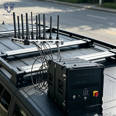 Comprar Supresor de señal de RF de alta potencia de 12 bandas y 600 W montado en vehículo, unidad de control inalámbrico móvil para despliegue de seguridad Fabricación en línea