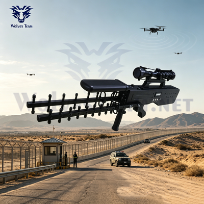 Comprar Pistola de supresión de RF portátil anti-drones de 30W, cobertura efectiva máxima de 500 metros para áreas fronterizas Fabricación en línea
