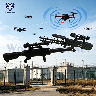 Comprar Pistola portátil de supresión de señal RF de 30W para exteriores 100-240VAC Dispositivo de neutralización de UAV y protección de datos confidenciales Fabricación en línea