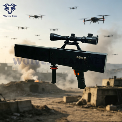 Comprar Último inhibidor de señal tipo pistola para exteriores para las fuerzas del orden, dispositivo portátil anti-UAV con 4-8 bandas de frecuencia personalizables para operaciones de contra-drones en campo Fabricación en línea