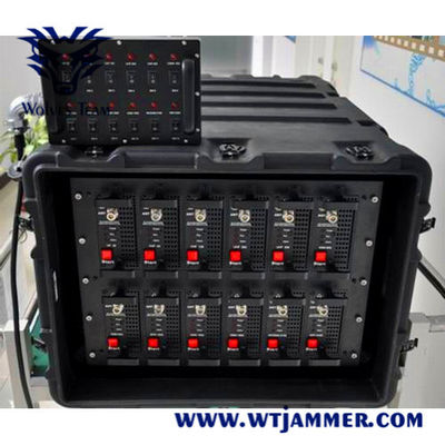 comprar 6 bandas GSM CDMA GPS WIFI5.8G señal de avión no tripulado militar 1500 metros 300W IED bomb jammer Fabricación en línea