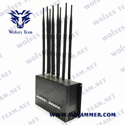 comprar DCS GSM GPS WIFI 50m Jammer de señal de teléfono celular 3G 4G 5G 10 Antenas UHF VHF online manufacture
