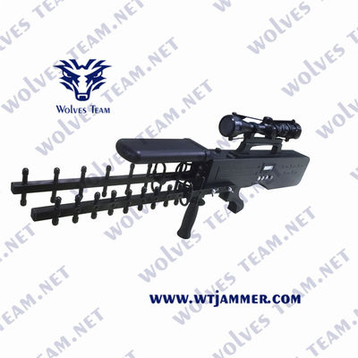Militar antirremolque de drones WIFI GPS RF Control Bloqueador de señal portátil hasta 4500 metros