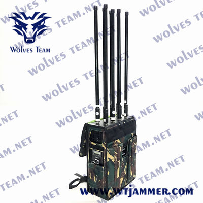 Bloqueador de señal tipo mochila de 80W-160W para interferencia de señal GSM 3G 4G 5G GPS WIFI UHF VHF