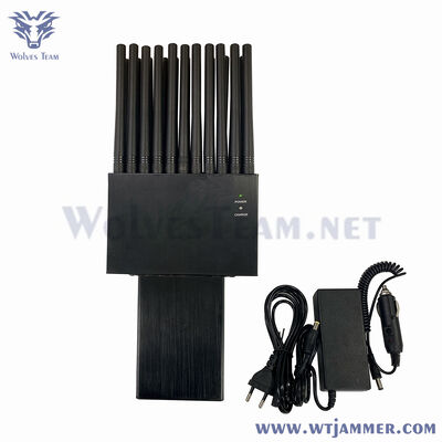 Portátil 22 bandas teléfono móvil 2G 3G 4G 5G interferencia de señal RF bloqueador Wifi Bluetooth GPS uhf vhf interferencia de 25 metros