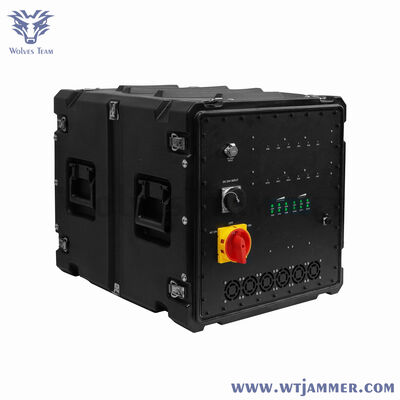 Temperaturas de operación: menos 20 a más 60 grados Celsius. Inhibidor de bombas IED equipado con fuente de interferencia PLL DDS y control remoto RF para uso táctico.
