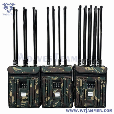 Jammer de señal de mochila de potencia de RF de 160W, jammer de señal de todos los teléfonos celulares con antena omnidireccional externa de 5dBi que garantiza una amplia cobertura de área