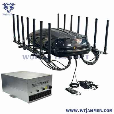 Bloqueador de señal impermeable de 8 canales de toda la banda 400W montado en vehículos para seguridad de campo y control de instalaciones