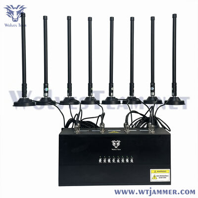 Aislador de señal inalámbrica de potencia ajustable de 8 vías, bloqueador anti-seguimiento y anti-drones de largo alcance