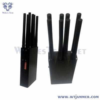 8 Antenas Interruptor de mano con banda completa 2G / 3G / 4G / 5G WIFI Bloqueador GPS y batería incorporada