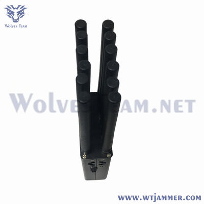 Jammer de señal de teléfono móvil 3G 4G 5G portátil de 12 bandas y 12W con control remoto para salas confidenciales