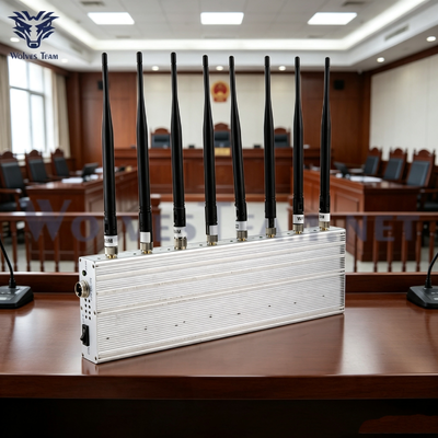 Bloqueador de Señal de Escritorio de 40W y 8 Canales, Bloquea Señales Inalámbricas 4G 5G WiFi GPS para Salas de Juicio y Lugares de Juicio Judicial