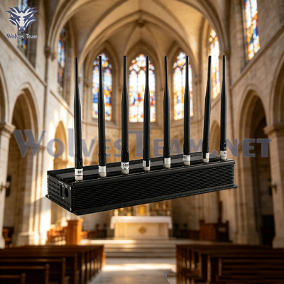 Descriptor de escritorio de 8 canales con interruptor de señal ajustable bloqueador WIFI Bluetooth para entorno de culto en la iglesia silencioso