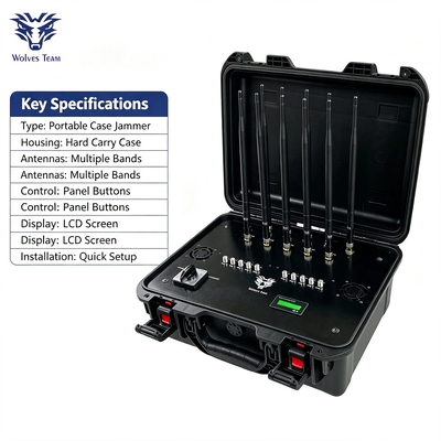 50W 10-Bandas Jammer RF Portátil con Antena Omnidireccional para CDMA GSM DCS 3G 4G LTE 5G NR WiFi