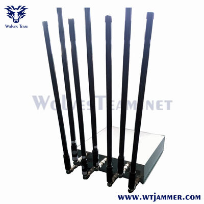 7 Bandas 100W Antenas Ajustables Bloqueador de Señal de Banda Completa para Sala de Interrogatorios, Prisión y Misiones In Situ de Aplicación de la Ley