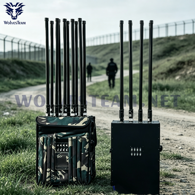 Jammer de señal portátil con batería incorporada, rango de interferencia ajustable de 50 a 300 metros para operaciones de seguridad en fronteras y territorios