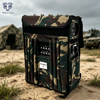 Jammer de señal inalámbrico portátil de 8 bandas y 160W con antenas omnidireccionales y batería recargable incorporada para misiones tácticas de las fuerzas del orden y armadas