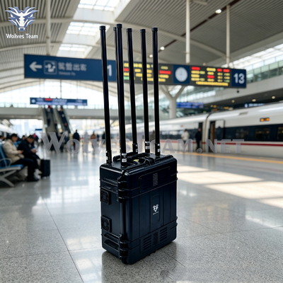 500-2000M Caso de tranvía de larga distancia de alta potencia con bloqueador de señal combinado Canales de frecuencia personalizables para trenes de alto volumen y estaciones de tránsito ocupadas