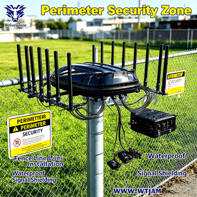 1400W 14-Band Full-Spectrum Fixed Signal Jammer with IP65 Waterproof & Dustproof Enclosure for Vehicle Security