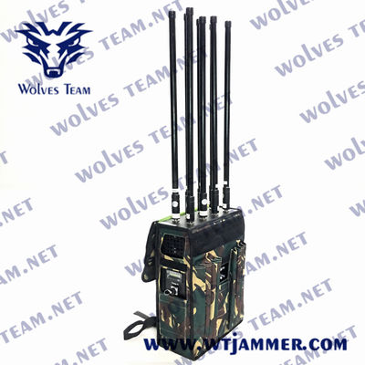 Durabilidad militar GPS de alta potencia WIFI5.8G bloqueador de señal de drones de mochila impermeable bloqueador de UAV